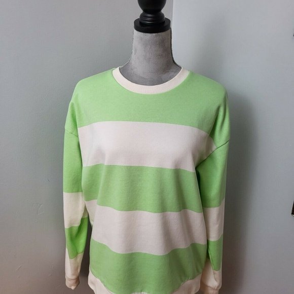 EUC New Balance x Bandier Mens Crewneck Striped Green Pullover Sweatshirt Size S - Picture 3 of 10